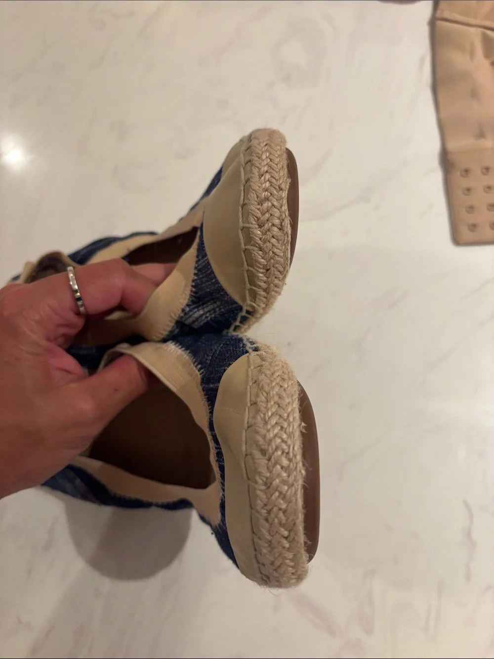 Women's Neutral and Navy Espadrille Ballet Flats — Style: LuLu